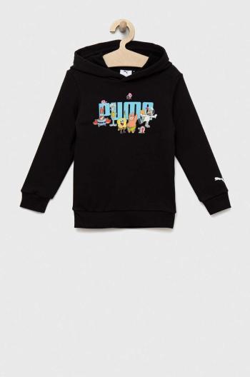 Detská mikina Puma PUMA x SPONGEBOB Hoodie TR čierna farba, s kapucňou, s potlačou