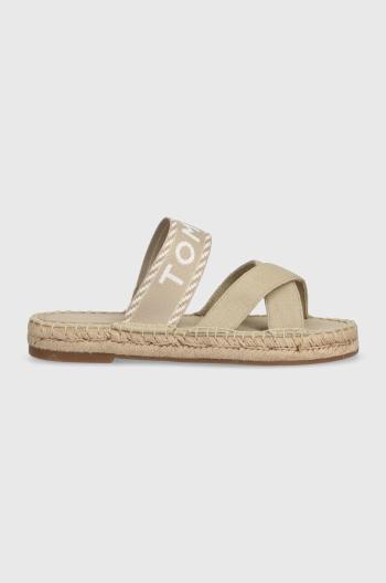 Šľapky Tommy Hilfiger SEASONAL WEBBING SANDAL dámske, béžová farba, FW0FW07181