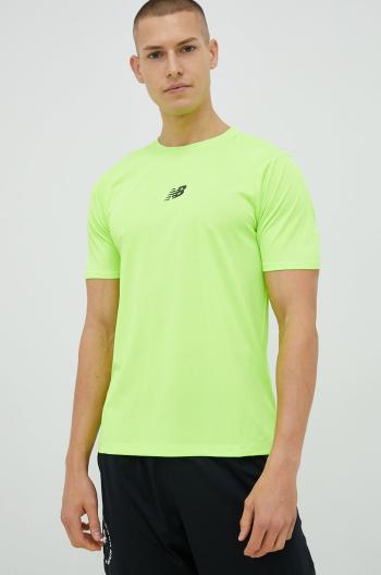 Bežecké tričko New Balance Impact Run zelená farba, s potlačou