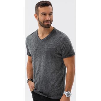 Ombre  Tričká s krátkym rukávom Pánske tričko bez potlače - čierna S1388  viacfarebny