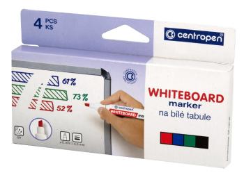 Značkovač Centropen 8569/4 na biele tabule 4 farby klinový hrot 1-4,5 mm