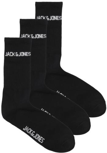 Jack&Jones 3 PACK - pánske ponožky JACMELVIN 12260083 Black