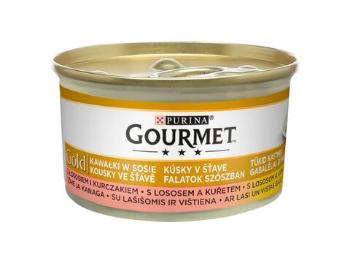 GOURMET GOLD Kúsky 24x85g Losos a kura vo šťave