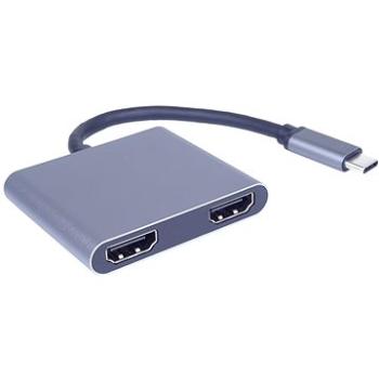 PremiumCord MST adaptér USB-C na 2× HDMI, USB3.0, PD, rozlíšenie 4K a FULL HD 1080p (ku31hdmi13)