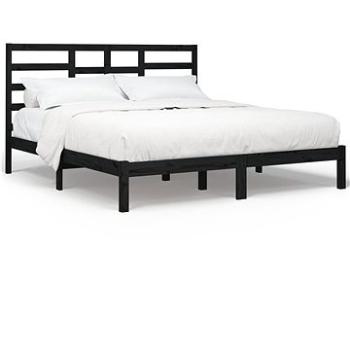 Rám postele čierny masívne drevo 200 × 200 cm, 3105819