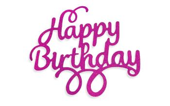 Ružový zápich - topper na tortu Happy Birthday 14 cm - Dortmarket