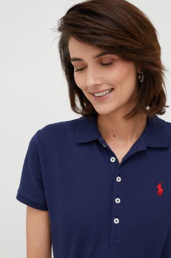 Polo tričko Polo Ralph Lauren dámsky, tmavomodrá farba, s golierom