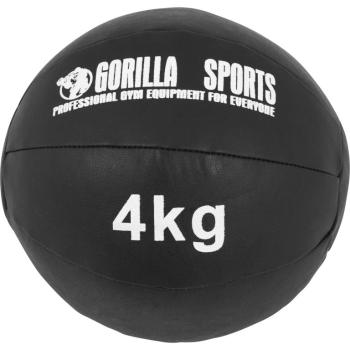 Gorilla Sports Kožený medicinbal, 4 kg, čierny