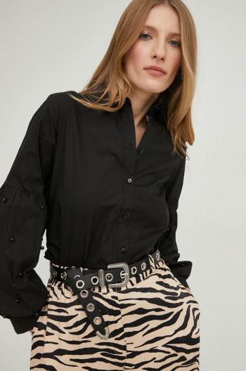 Bavlnená košeľa Answear Lab dámska, čierna farba, regular, s klasickým golierom