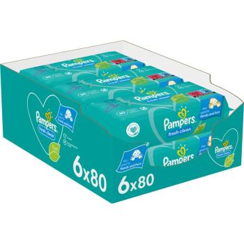 Pampers Fresh Clean XXL vlhčené čistiace obrúsky pre deti pre citlivú pokožku 6x80 ks