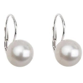 Biela náušnica perla dekorovaná Swarovski 31143.1 (925/1000, 3,2 g) (8590962912623)