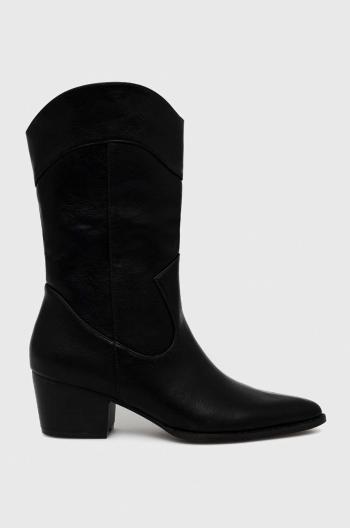 Kovbojské topánky Answear Lab dámske, čierna farba, na podpätku, jemne zateplené