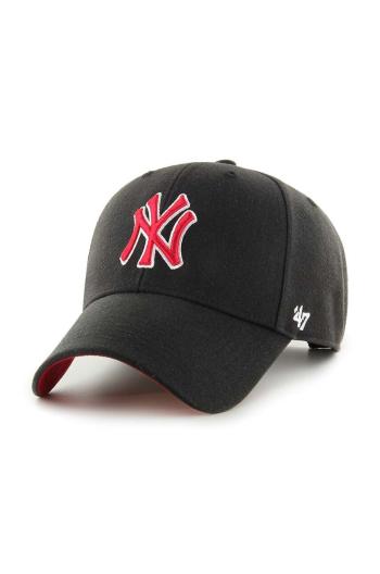 Čiapka s prímesou vlny 47brand MLB New York Yankees čierna farba, s nášivkou