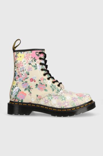 Kožené workery Dr. Martens 1460 dámske, béžová farba, na plochom podpätku, DM30791292