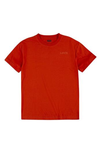 Detské bavlnené tričko Levi's červená farba, jednofarebný
