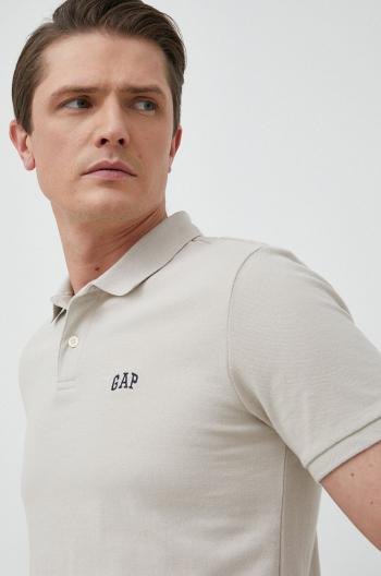 Bavlnené polo tričko GAP béžová farba, jednofarebné