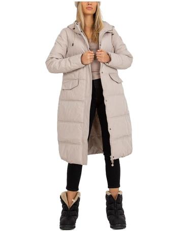 Béžová dlhšia zimná bunda s vreckami vel. 2XL
