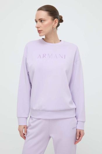 Mikina Armani Exchange dámska, fialová farba, s potlačou, 3DYM78 YJEPZ