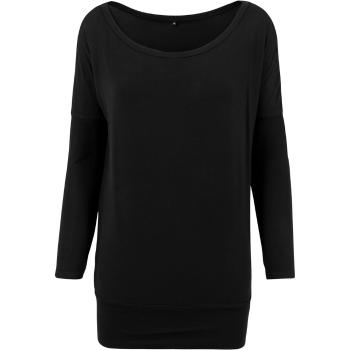 Build Your Brand Ľahké predĺžené dámske tričko s dlhým rukávom - Čierna | XS
