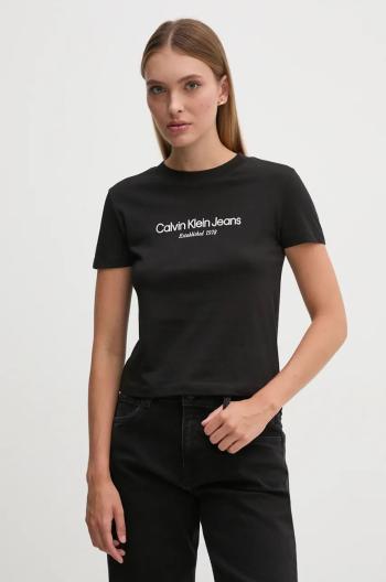 Bavlnené tričko Calvin Klein Jeans dámske, čierna farba, J20J224914