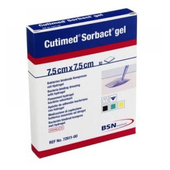 Cutimed Sorbact gél 7.5 x 7.5 cm 10 ks antimikrobiálne krytie