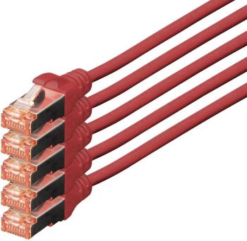Digitus DK-1644-100-R-5 RJ45 sieťové káble, prepojovacie káble CAT 6 S/FTP 10.00 m červená fóliové tienenie, kompletné t