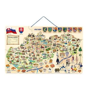 Woody Magnetická mapa Slovenska s obrázkami a spoločenská hra 3 v 1 (8591864912339)