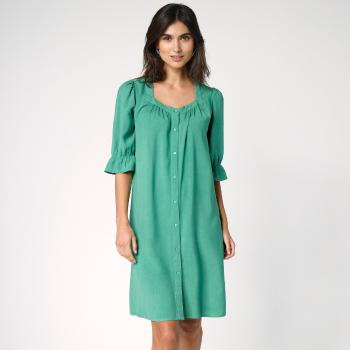 Blancheporte Jednofarebné rozšírené šaty na gombíky zelená 54