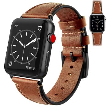 Kožený remienok Apple Watch 9 / 8 / 7 (41mm) / 6 / SE / 5 / 4 (40mm) / 3 / 2 / 1 (38mm) svetlohnedý