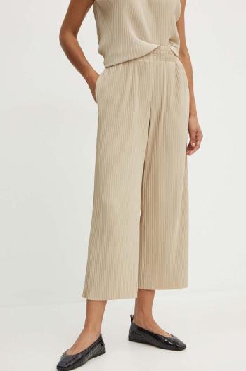 Nohavice Max Mara Leisure dámske, béžová farba, strih culottes, vysoký pás, 2426786027600