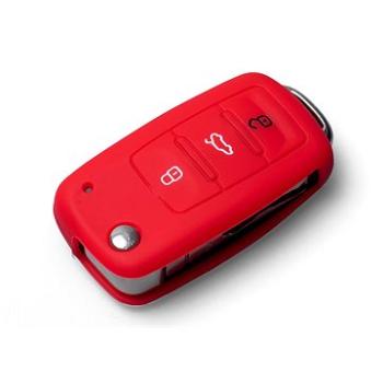 Ochranné silikónové puzdro na kľúč na VW/Seat/Škoda s vystreľovacím kľúčom, farba červená (SZBE-001R)