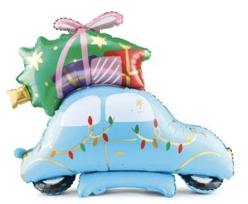 PartyDeco Fóliový vianočný balón - Auto 102 x 107 cm