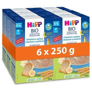 HiPP BIO mliečna kaša na dobrú noc s banánom a suchármi od ukonč. 4. – 6. mesiaca, 6× 250 g (4062300400047)