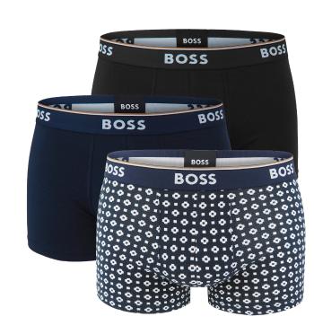 BOSS - boxerky 3PACK cotton stretch power design black & blue print color combo - limitovaná fashion edícia (HUGO BOSS)-M (83-89 cm)