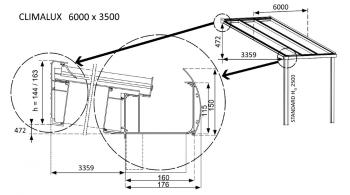 Hliníková pergola 600 cm antracit / polykarbonát Dekorhome 350 cm