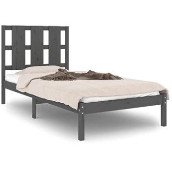 Rám postele sivý masívna borovica 90 × 200 cm, 3105587
