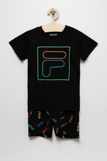 Detské pyžamo Fila čierna farba, s potlačou