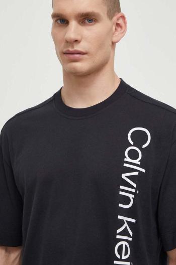 Bavlnené tričko Calvin Klein Performance pánsky, čierna farba, s potlačou