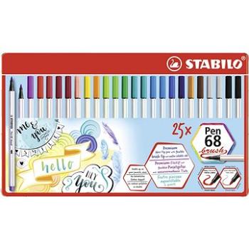 STABILO Pen 68 brush, 25 ks, kovové puzdro (4006381561099)