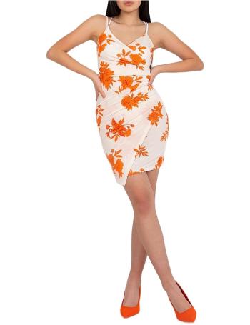 Biele mini šaty s oranžovými kvetmi vel. ONE SIZE