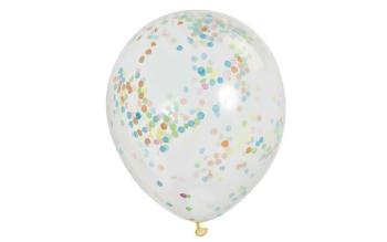 Balóniky 6 ks 30 cm - transparentné s farebnými konfetami - UNIQUE