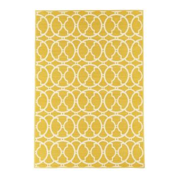 Žltý a umývateľný vonkajší koberec Interlaced, 160 × 230 cm