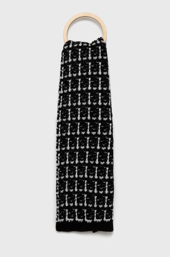 Šál Morgan dámsky, čierna farba, vzorovaný