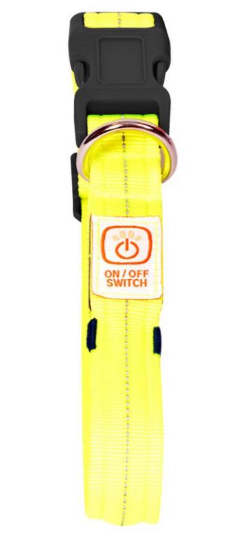 Obojok DUVO+ LED Svietiaci dog neónový žltý nylon 50-70cm/2,5cm