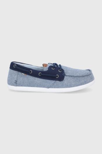 Mokasíny Toms Chambray Claremont pánske, tmavomodrá farba