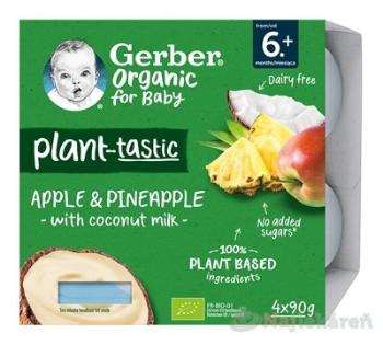 Gerber Organic Rastlinný Dezert Jablko a Ananás s kokosovým mliekom 4 x 90 g