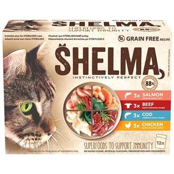 Shelma kapsička pre mačky 2× mäso, 2× ryba 12× 85 g (8595606406759)