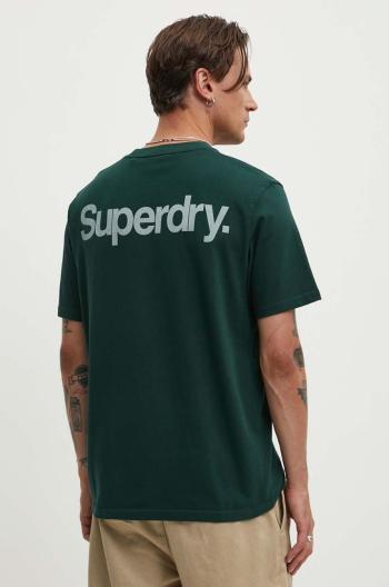 Bavlnené tričko Superdry pánske, zelená farba, s potlačou, M1012032A-27E