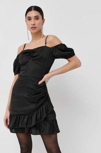 Šaty Guess čierna farba, mini, rovný strih