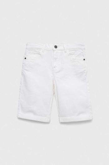 Detské krátke nohavice Guess biela farba, nastaviteľný pás